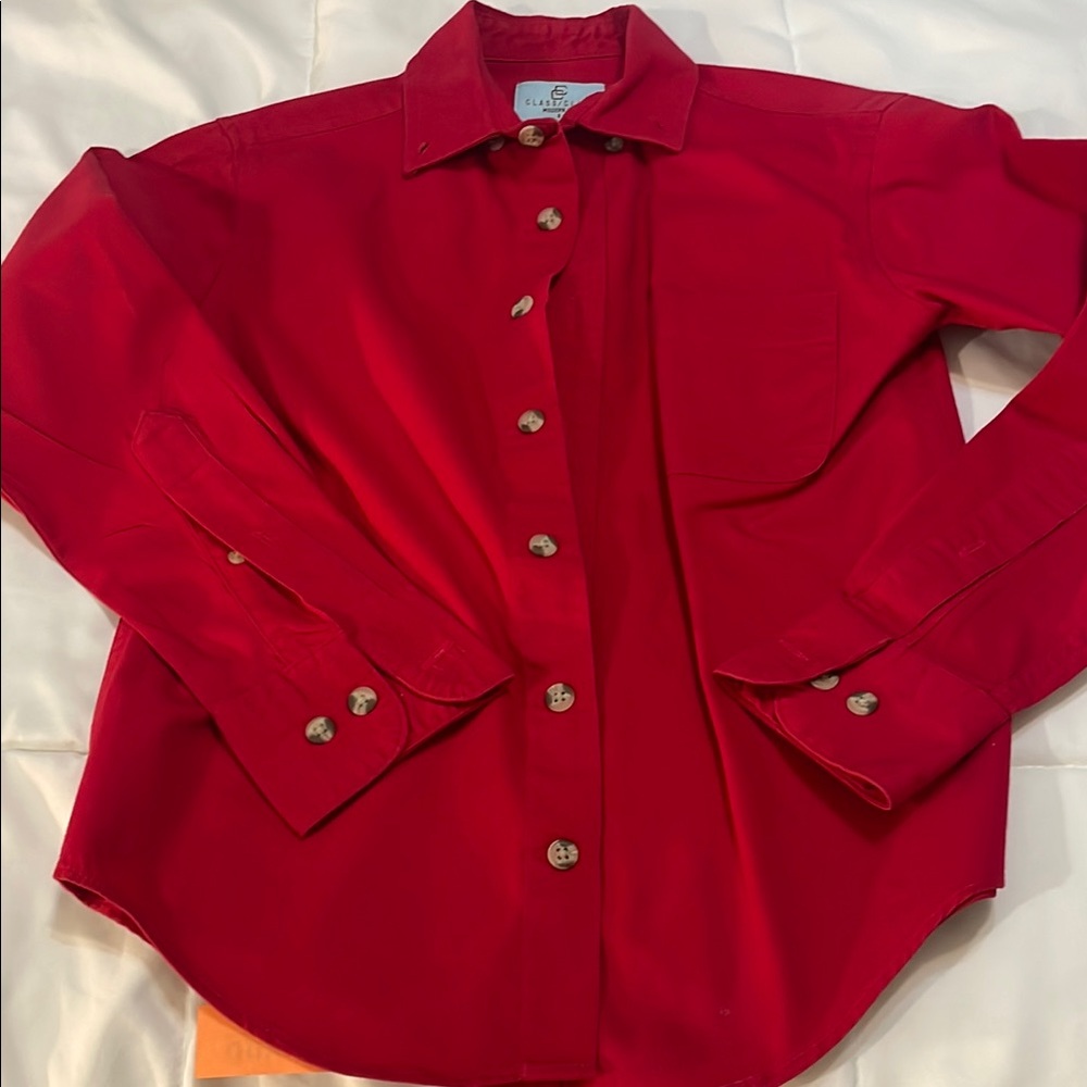 Boy’s Class Club Red 8 button-down long-sleeve shirt